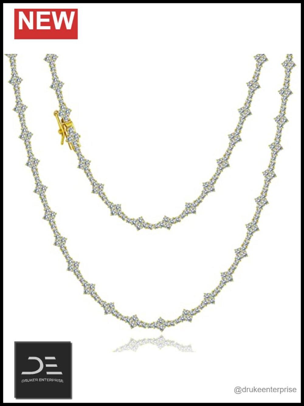 14K Gold Plated Tennis Necklace 3mm Cubic Zirconia 20in Chain
